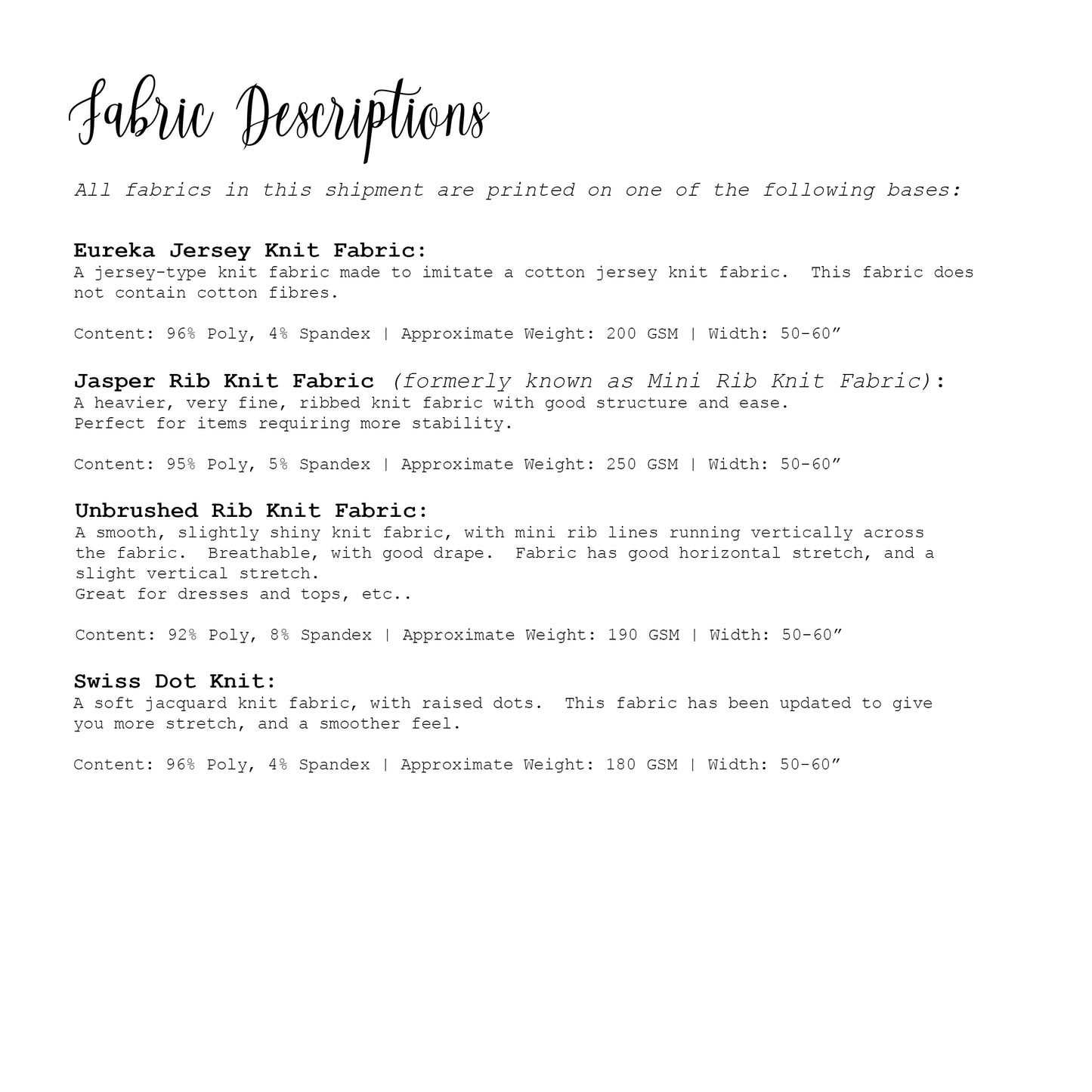 Lydia in Blue on Unbrushed Rib Knit, Sold by the Half Yard