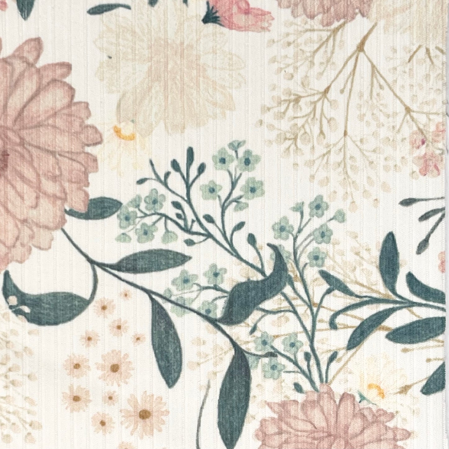 Glory & Grace Floral on Unbrushed Rib Knit, Sold by the Half Yard
