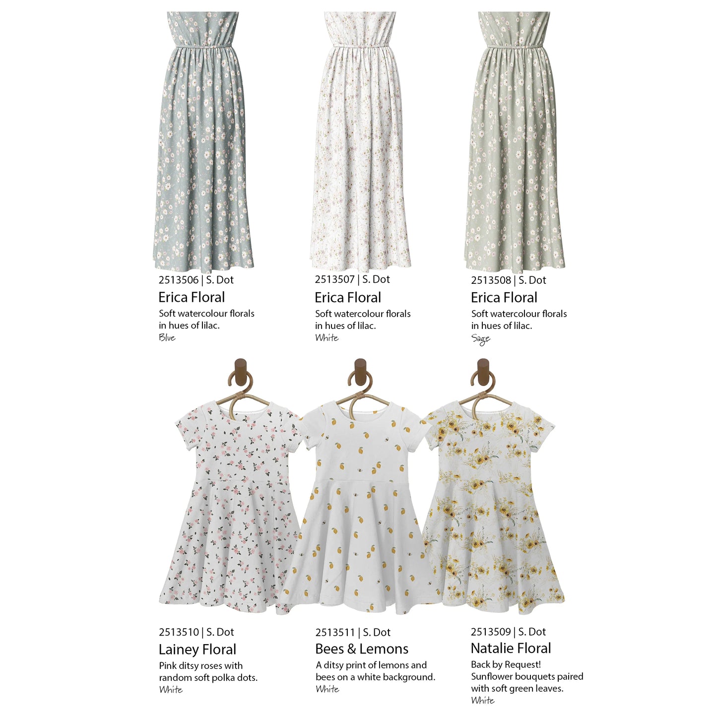 Natalie Floral on Swiss Dot Knit, Sold by the Half Yard