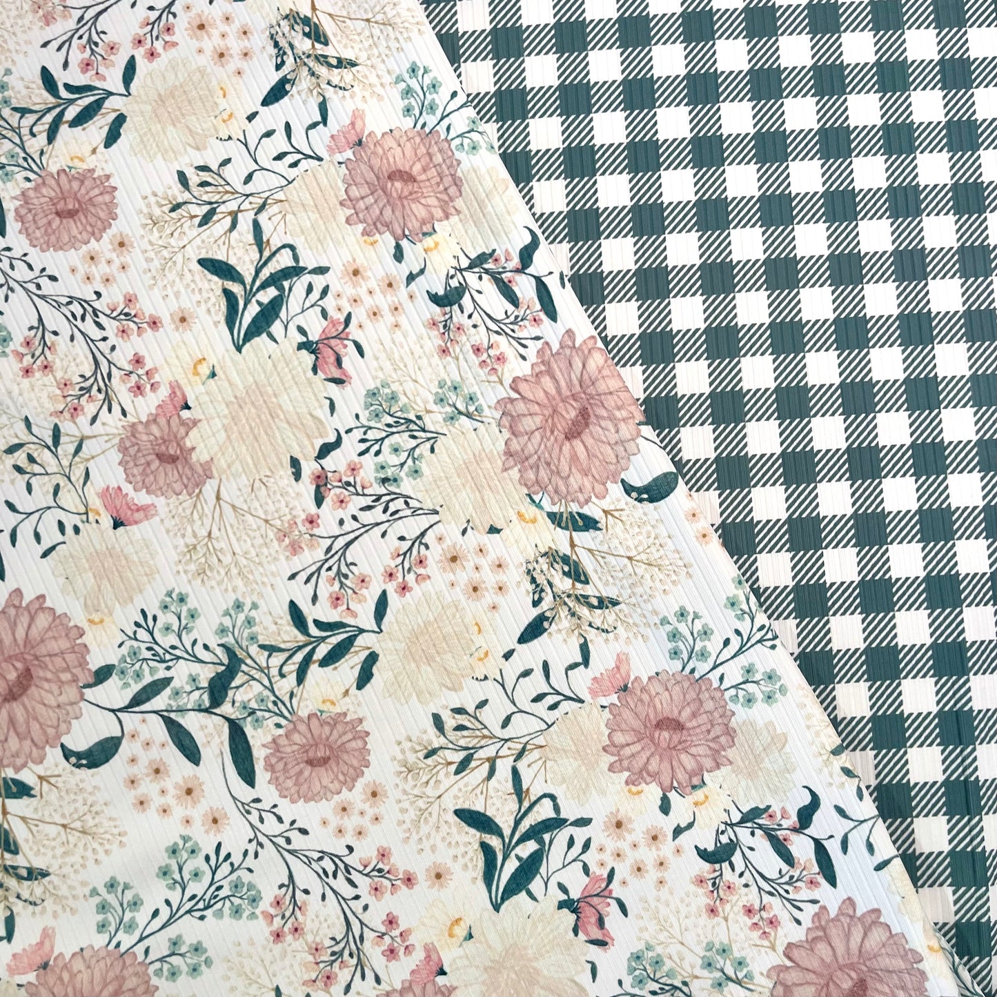 Glory & Grace Floral on Unbrushed Rib Knit, Sold by the Half Yard