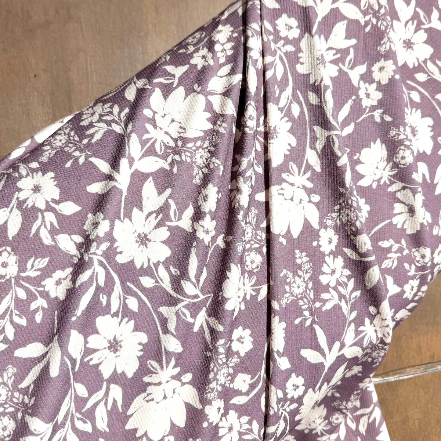 Taylor Floral in Orchid Purple on Pebble Stone Knit, Sold by the Half Yard