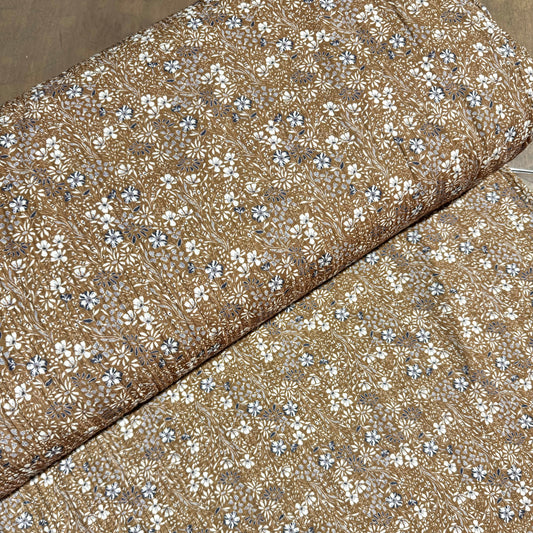 Elsie Vintage Floral in Olive on Summer Breeze Knit, Sold by the Half Yard