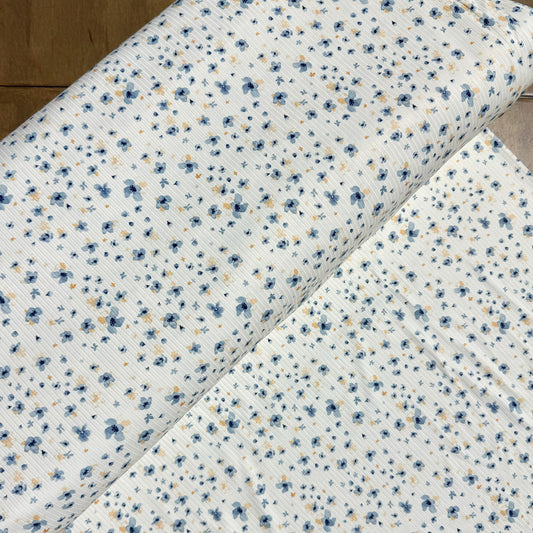 Bree Floral on Unbrushed Rib Knit, Sold by the Half Yard