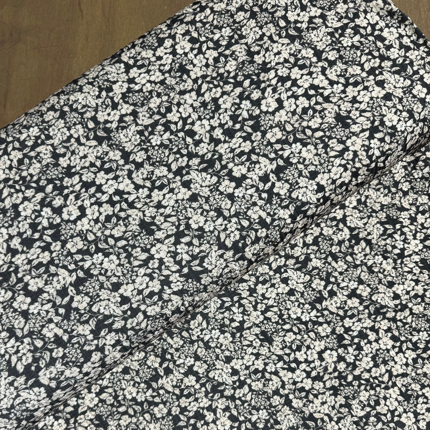 Bonnie Vintage Floral in Charcoal on Summer Breeze Knit, Sold by the Half Yard