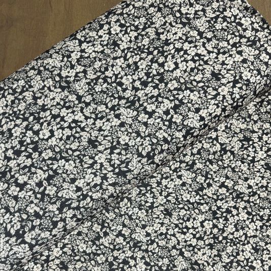 Bonnie Vintage Floral in Charcoal on Summer Breeze Knit, Sold by the Half Yard