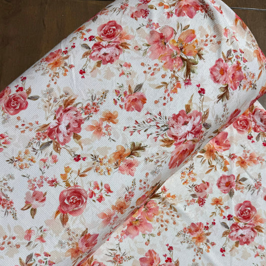 Hope Floral on Pebble Stone Knit, Sold by the Half Yard