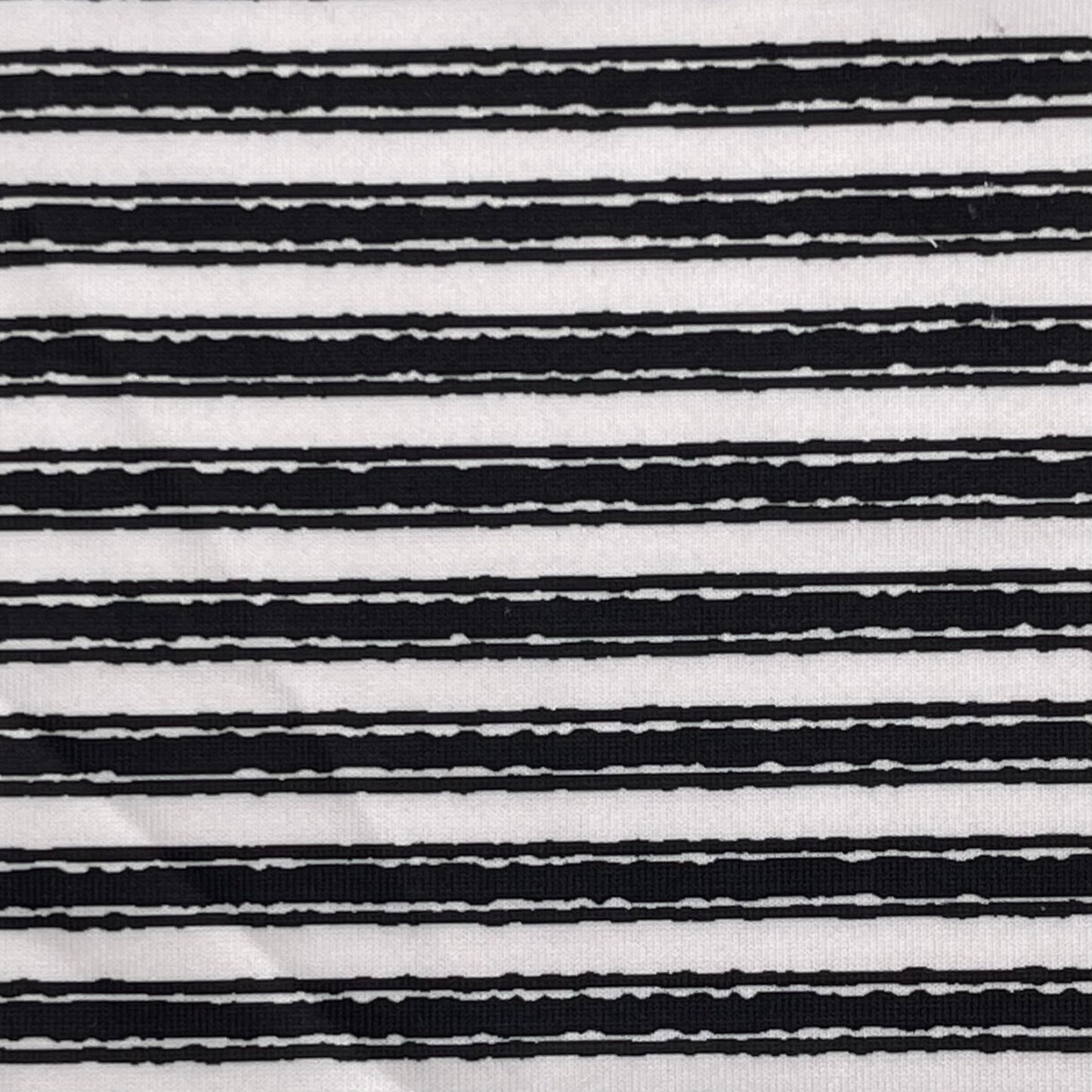 Nautical Stripes in White on Imitation Cotton Jersey Knit, Sold by the Half Yard