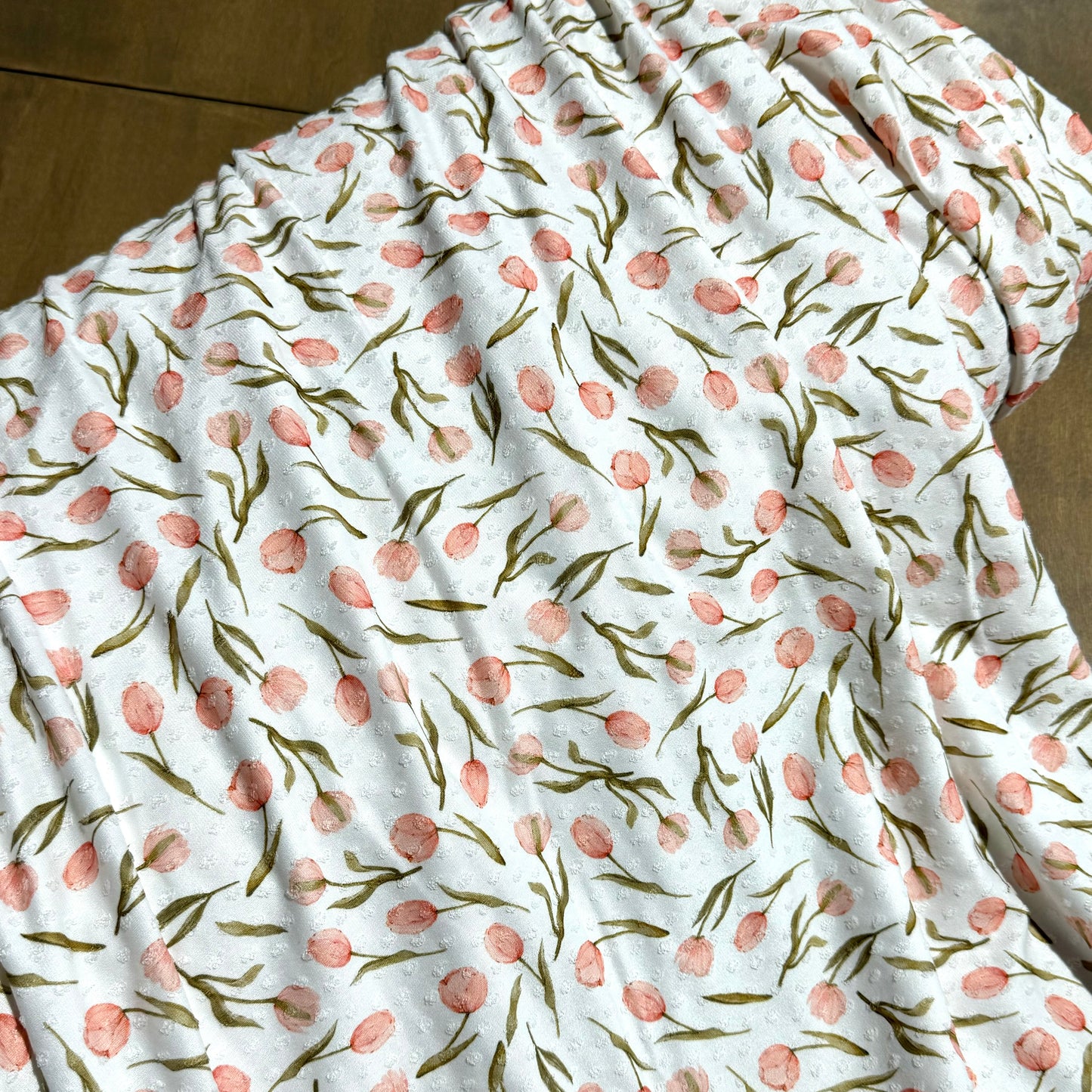 Tulip Floral on Swiss Dot Knit, Sold by the Half Yardby