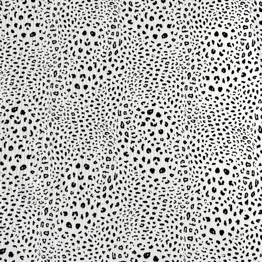 Leopard Print in White on Unbrushed Rib Knit, Sold by the Half Yard