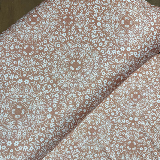 Medallion Toss in Copper on Unbrushed Rib Knit, Sold by the Half Yard