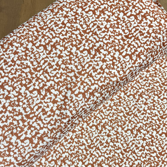 Vintage Abstract Print in Caramel on Summer Breeze Knit, Sold by the Half Yard