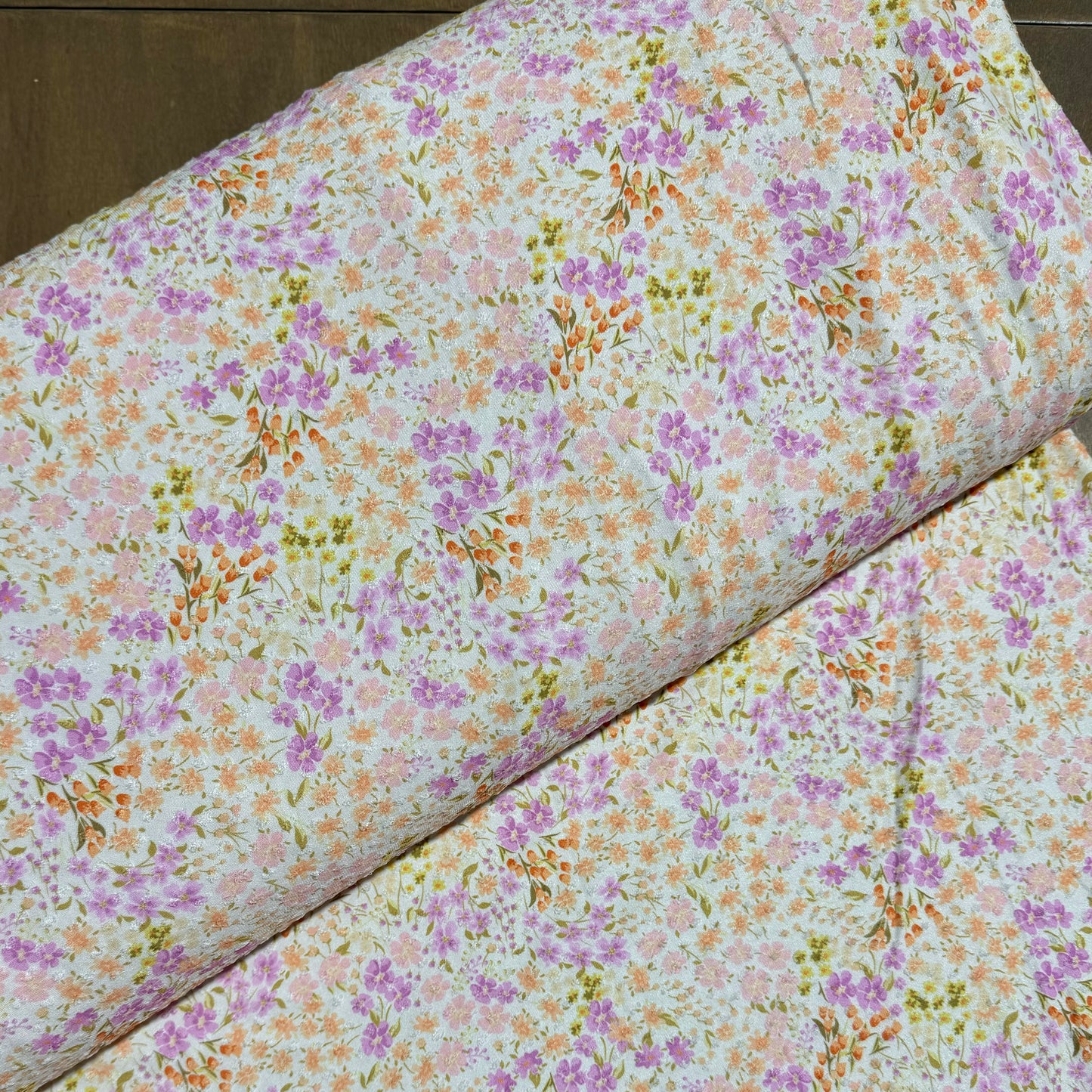 Arya Floral in Purple on Swiss Dot Knit, Sold by the Half Yard