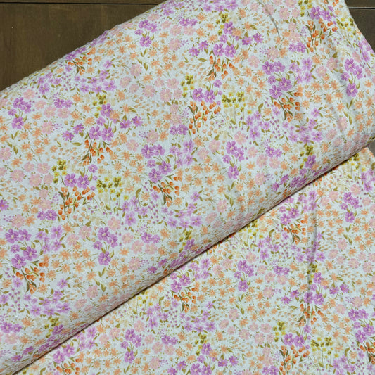 Arya Floral in Purple on Swiss Dot Knit, Sold by the Half Yard