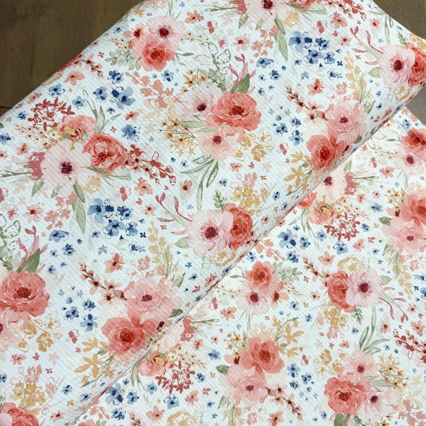 Aubree Floral on Unbrushed Rib Knit, Sold by the Half Yard