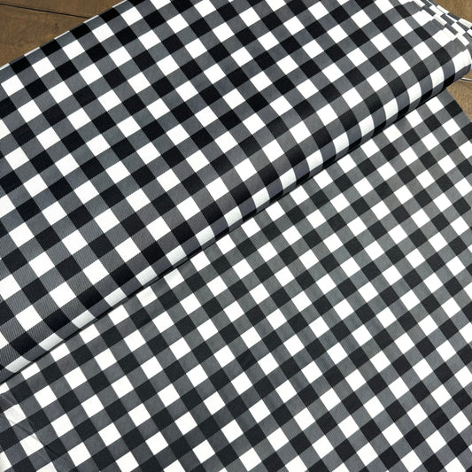 Buffalo Plaid in Black & White on Eureka Jersey Knit, Sold by the Half Yard