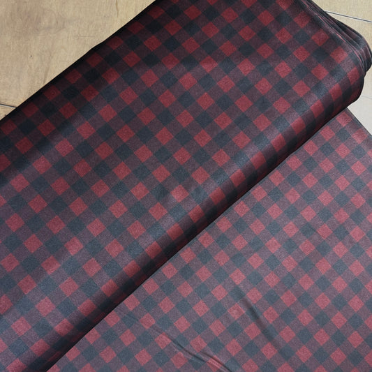 Buffalo Plaid in Black & Red on Eureka Jersey Knit, Sold by the Half Yard