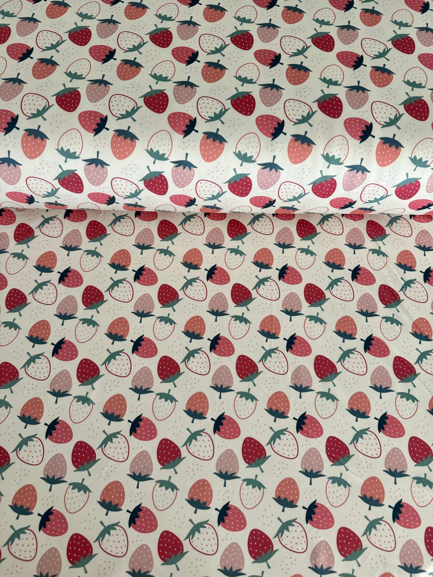 Strawberries on Athletic Knit, Sold by the Half Yard