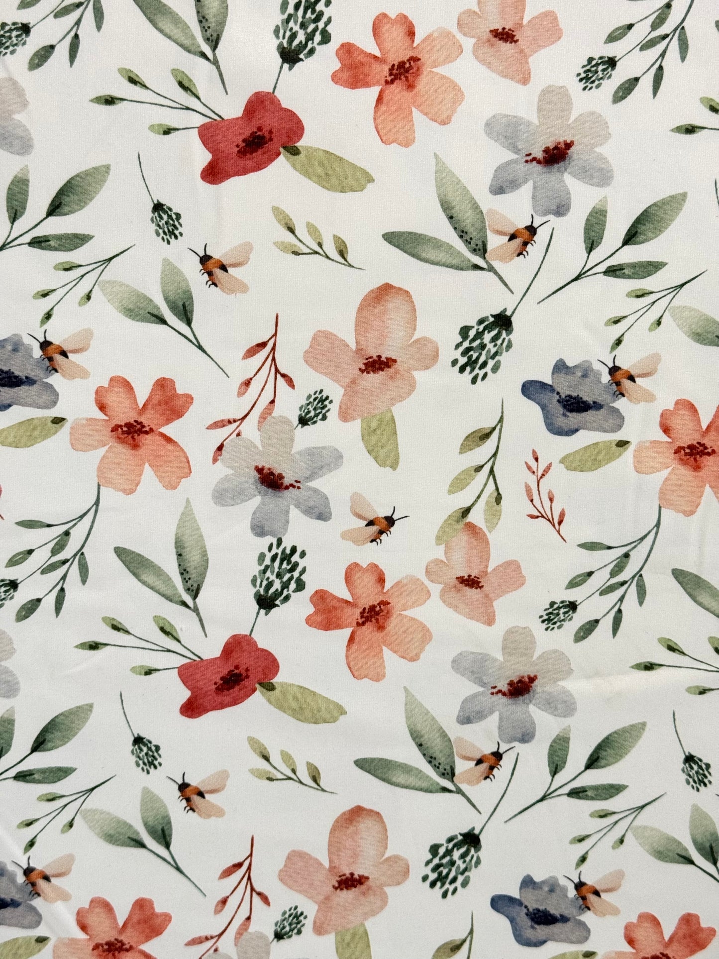 Esme Floral on Eureka Jersey Knit, Sold by the Half Yard