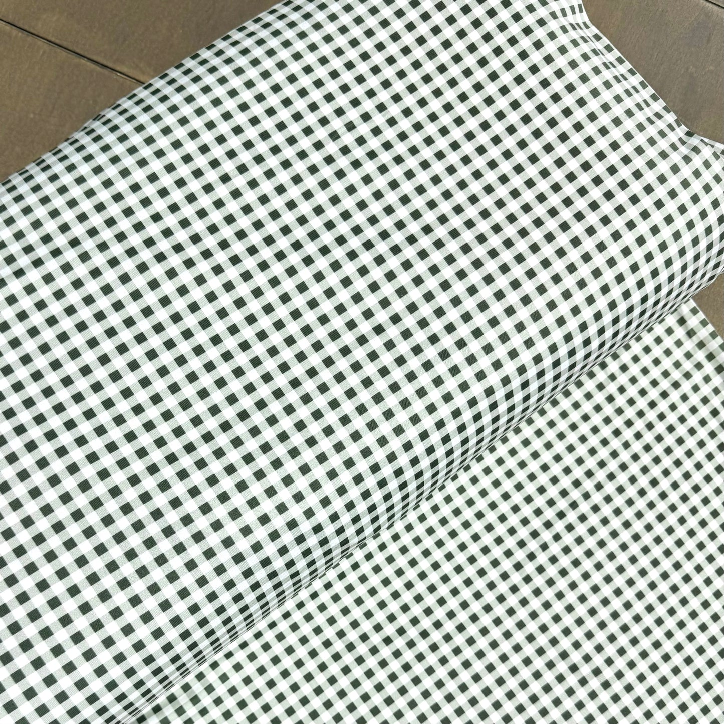 Berlin Gingham Plaid in Green on Eureka Jersey Knit, Sold by the Half Yard