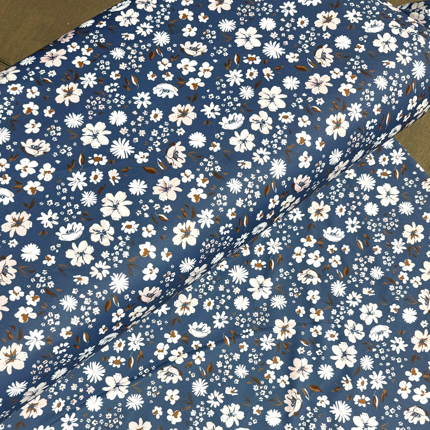 Iris Floral in Blue on Eureka Jersey Knit, Sold by the Half Yard