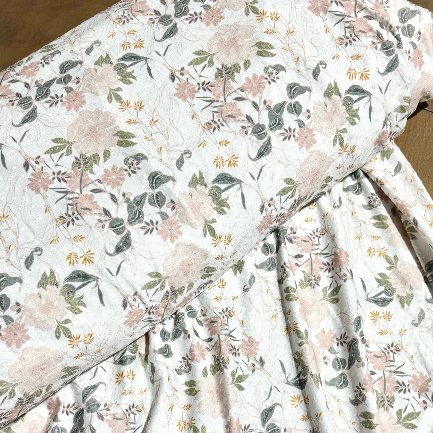 Retro Floral on Swiss Dot Knit, Sold by the Half Yard