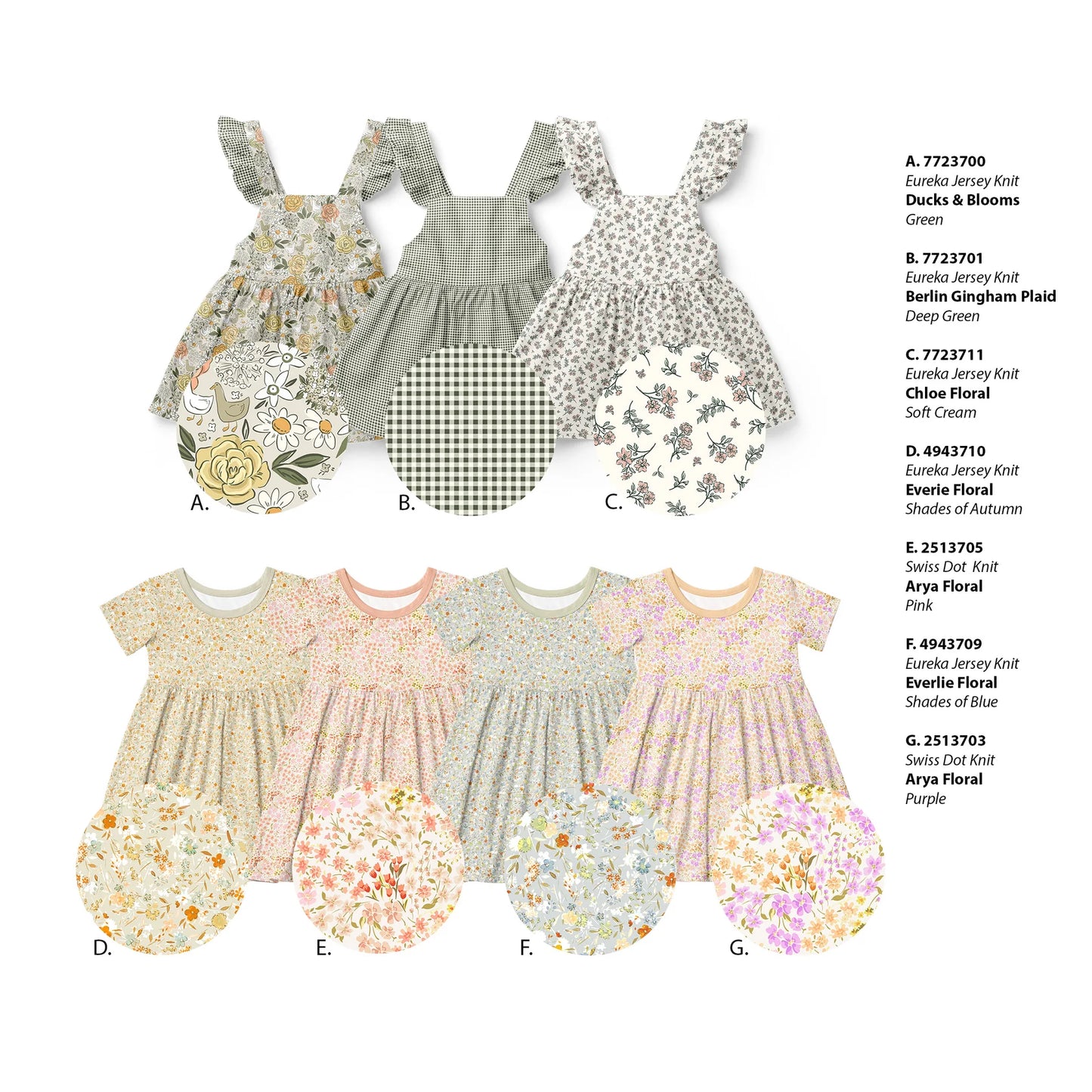 Chloe Floral on Eureka Jersey Knit, Sold by the Half Yard