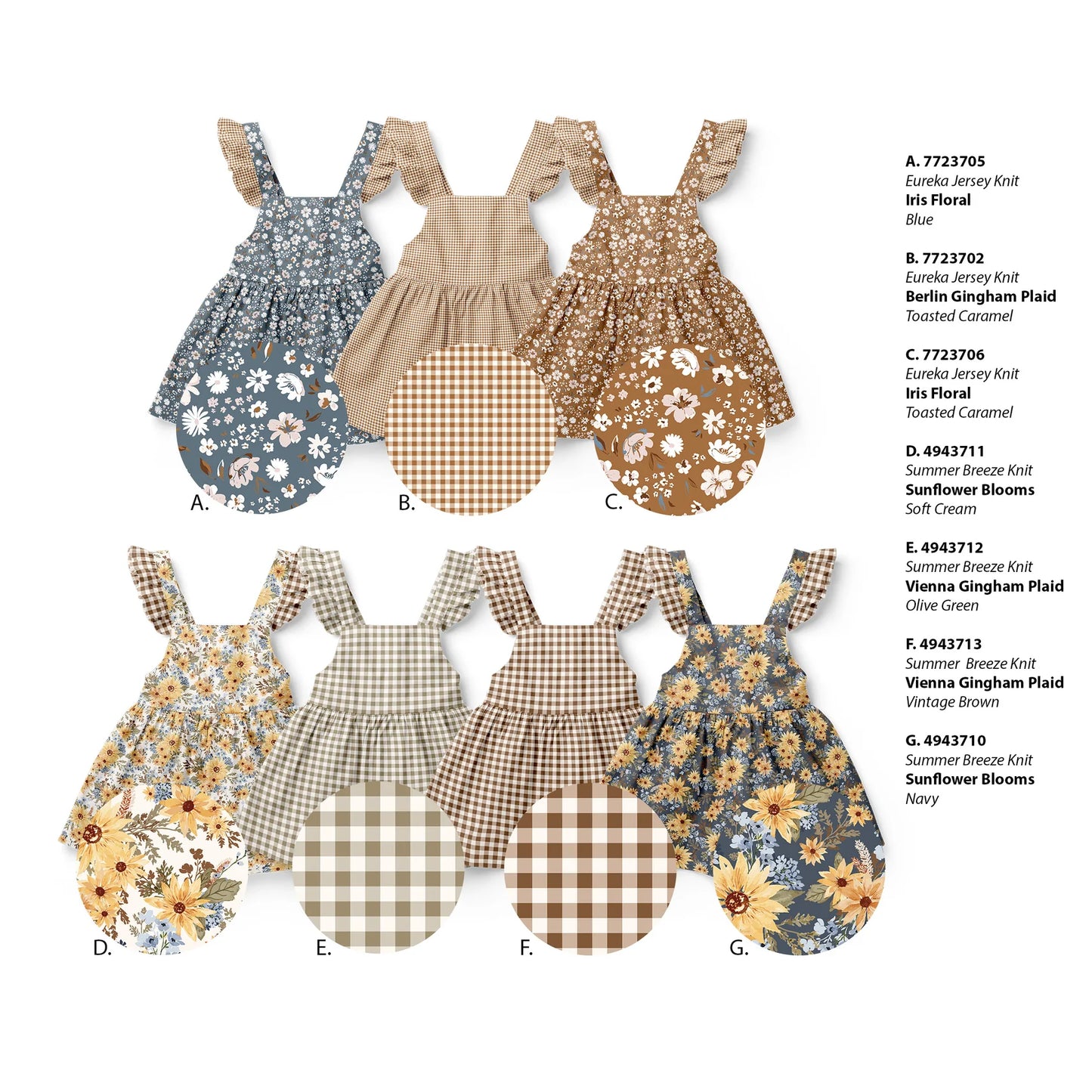 Sunflower Blooms in Cream on Summer Breeze Knit, Sold by the Half Yard