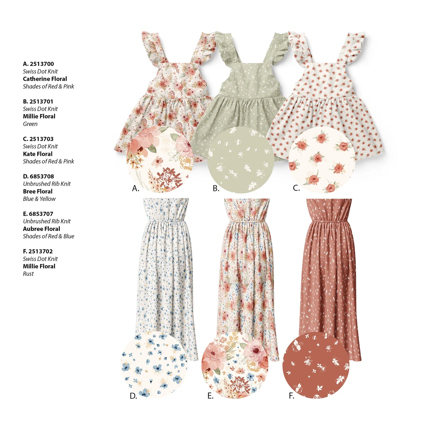 Aubree Floral on Unbrushed Rib Knit, Sold by the Half Yard