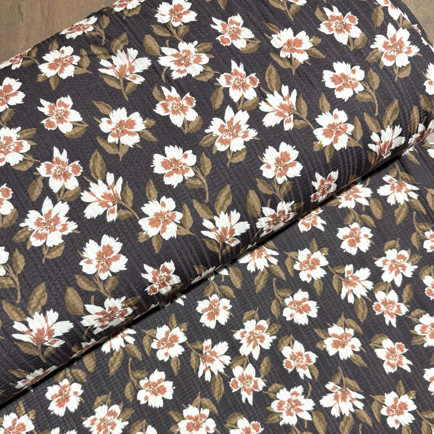 Hazel Vintage Floral on Summer Breeze Knit, Sold by the Half Yard