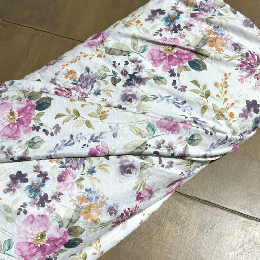 Summer Floral on Swiss Dot Knit, Sold by the Half Yardby