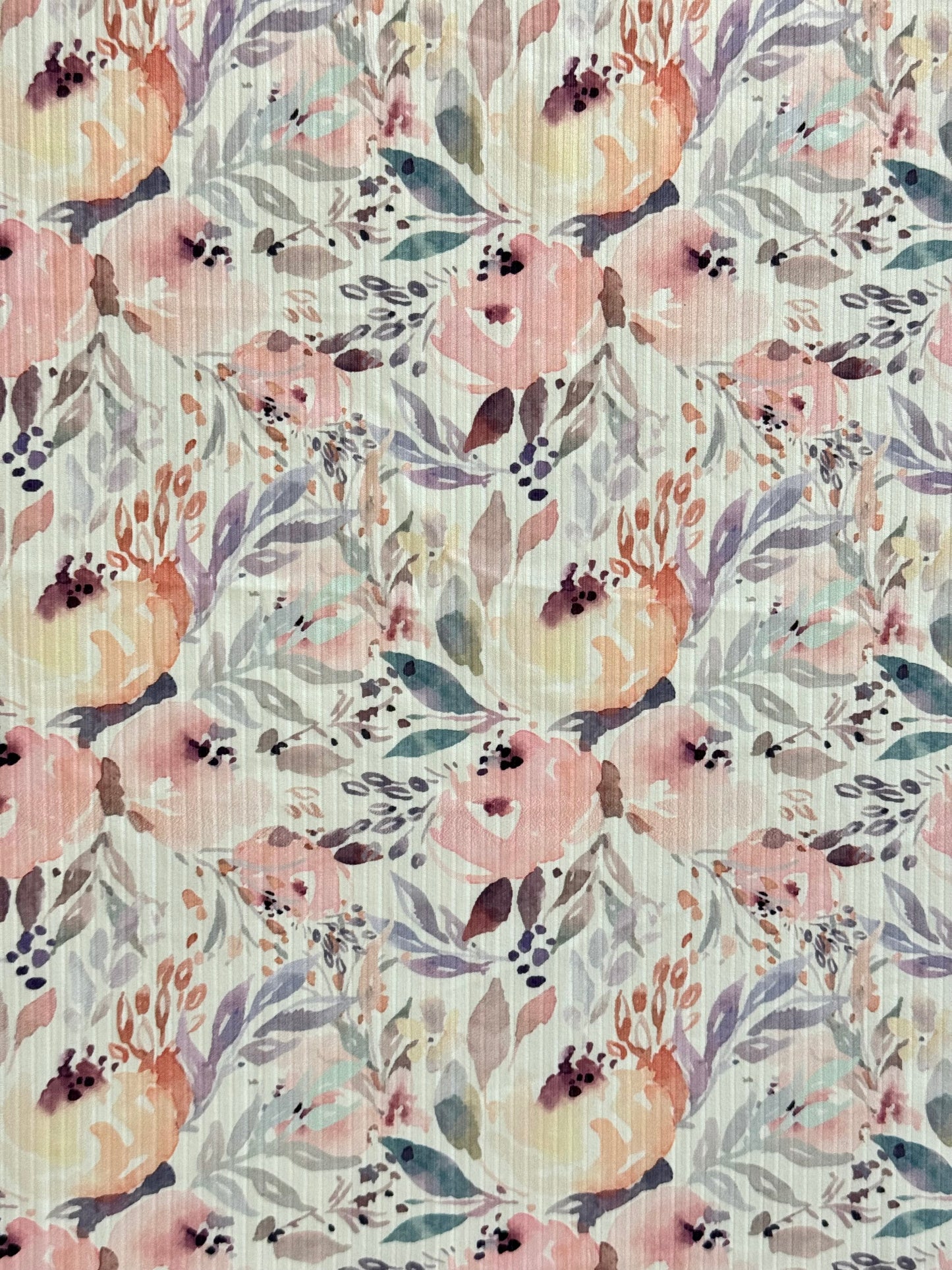 Emma Floral on Unbrushed Rib Knit, Sold by the Half Yard