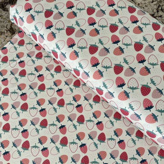 Strawberries on Athletic Knit, Sold by the Half Yard