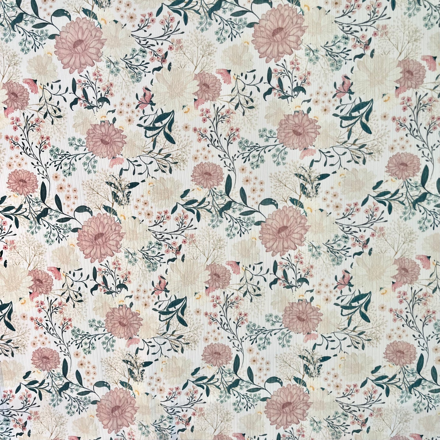 Glory & Grace Floral on Unbrushed Rib Knit, Sold by the Half Yard