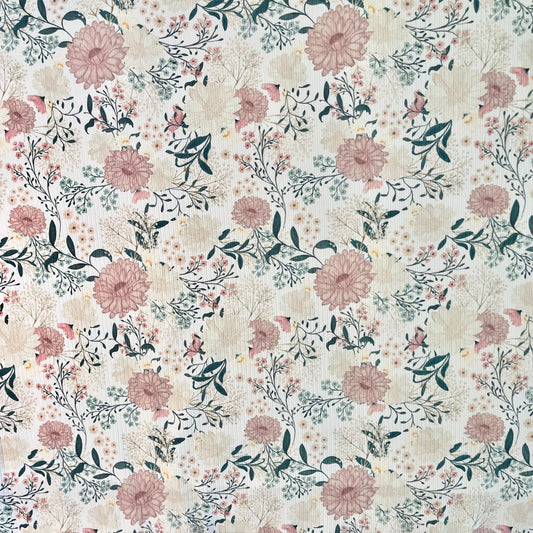Glory & Grace Floral on Unbrushed Rib Knit, Sold by the Half Yard