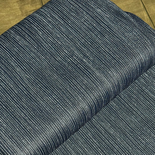 Rain Stripes in Navy on Unbrushed Rib Knit, Sold by the Half Yard