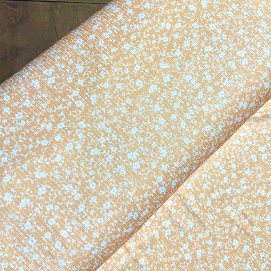 Alexandra Floral in Yellow on Calgary Rib Knit, Sold by the Half Yard