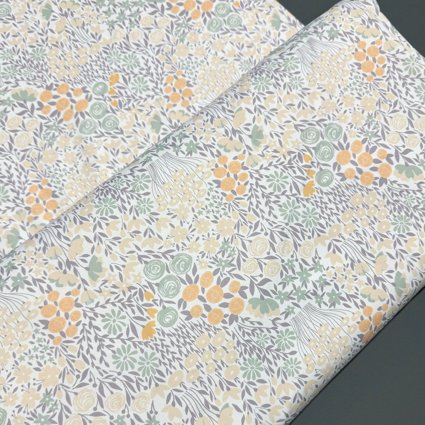 Sadie Floral in White on Eureka Jersey Knit, Sold by the Half Yard