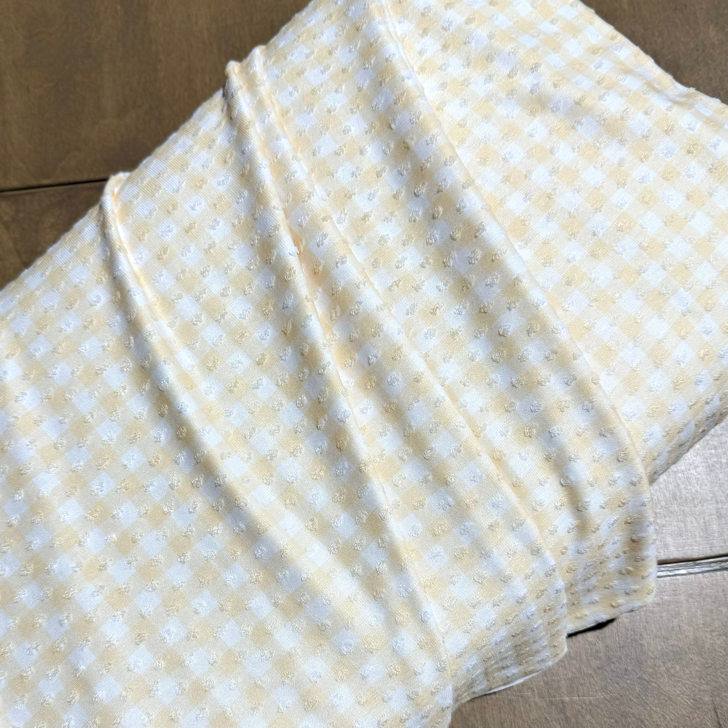 Pastel Plaid in Yellow on Swiss Dot Knit, Sold by the Half Yard