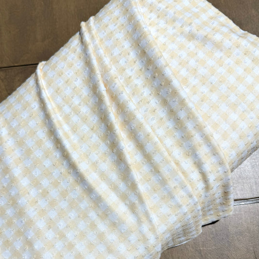 Pastel Plaid in Yellow on Swiss Dot Knit, Sold by the Half Yard