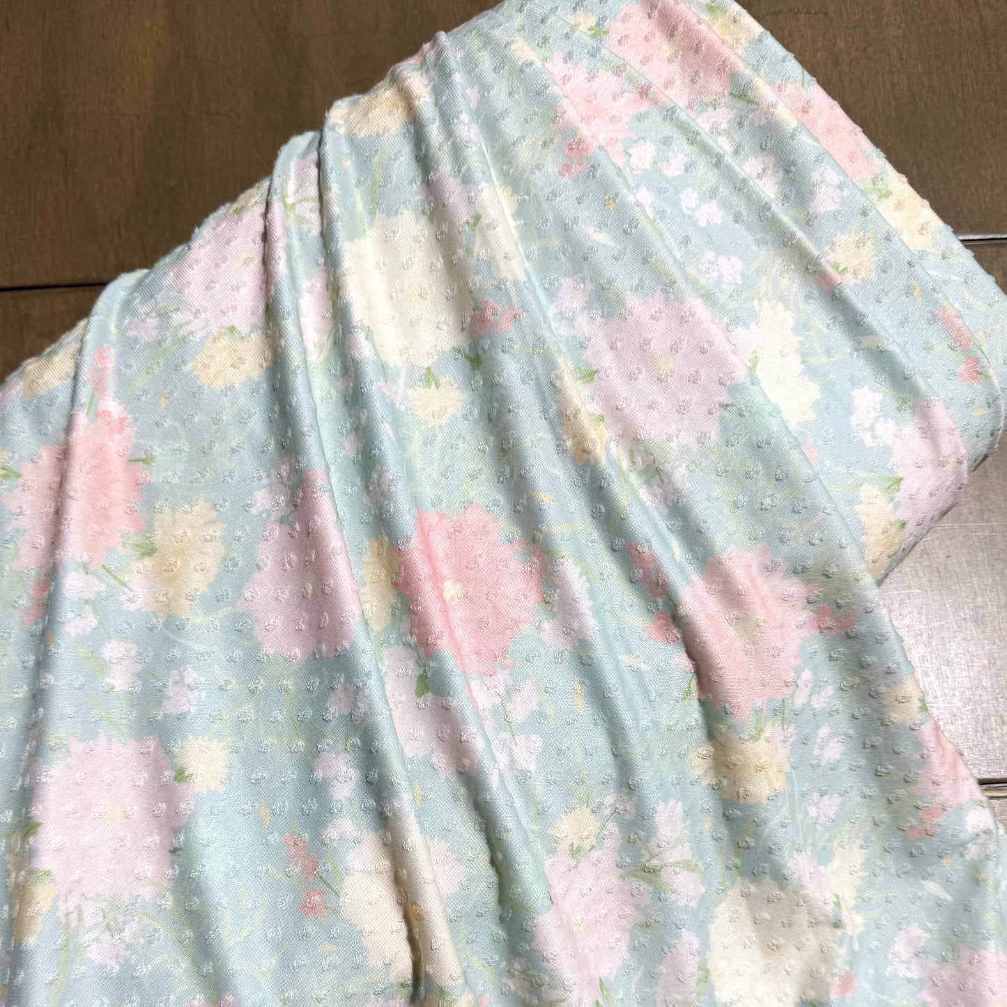Elizabeth Floral on Swiss Dot Knit, Sold by the Half Yard