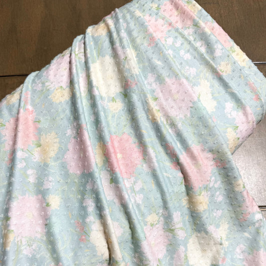 Elizabeth Floral on Swiss Dot Knit, Sold by the Half Yard