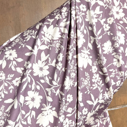 Taylor Floral in Orchid Purple on Pebble Stone Knit, Sold by the Half Yard