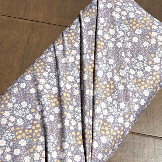 Emmie Floral in Plum on Eureka Jersey Knit, Sold by the Half Yard