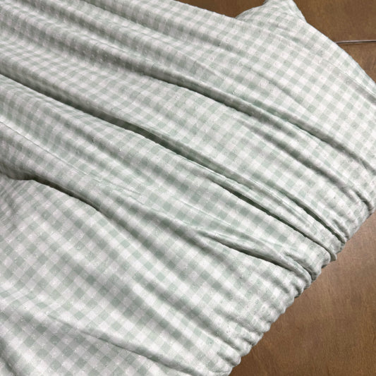 Pastel Plaid in Green on Swiss Dot Knit, Sold by the Half Yard