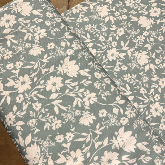 Taylor Floral in Earth Green on Pebble Stone Knit, Sold by the Half Yard