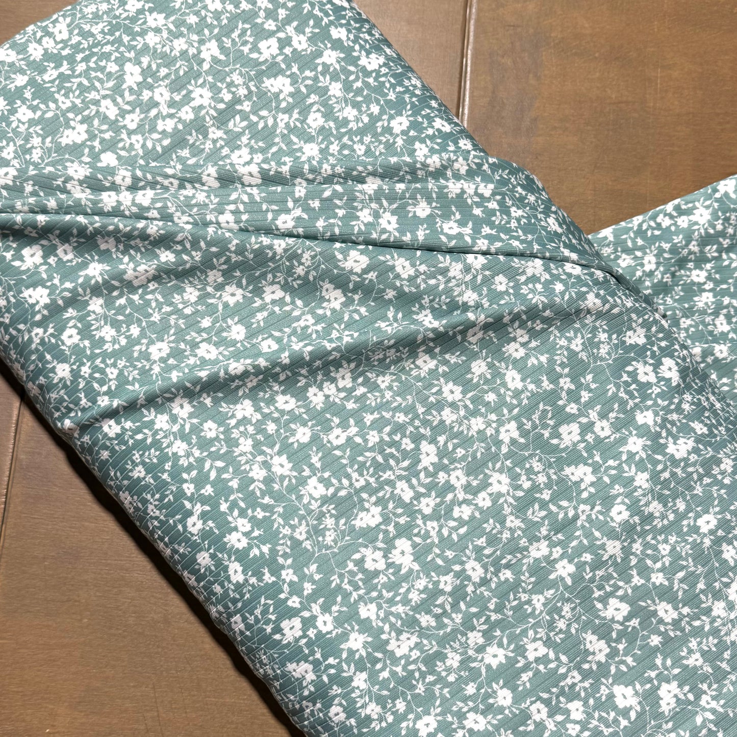 Alexandra Floral in Green on Calgary Rib Knit, Sold by the Half Yard