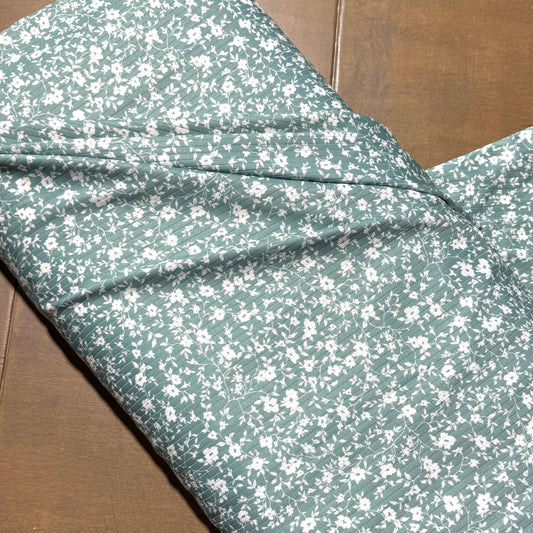 Alexandra Floral in Green on Calgary Rib Knit, Sold by the Half Yard
