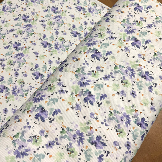 Ella Floral on Pebble Stone Knit, Sold by the Half Yard