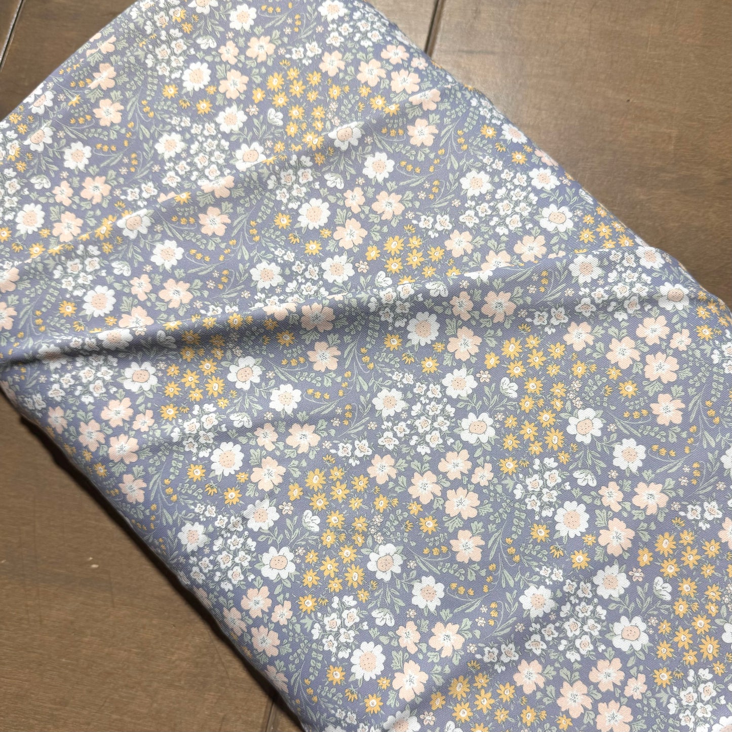 Emmie Floral in Blue on Eureka Jersey Knit, Sold by the Half Yard