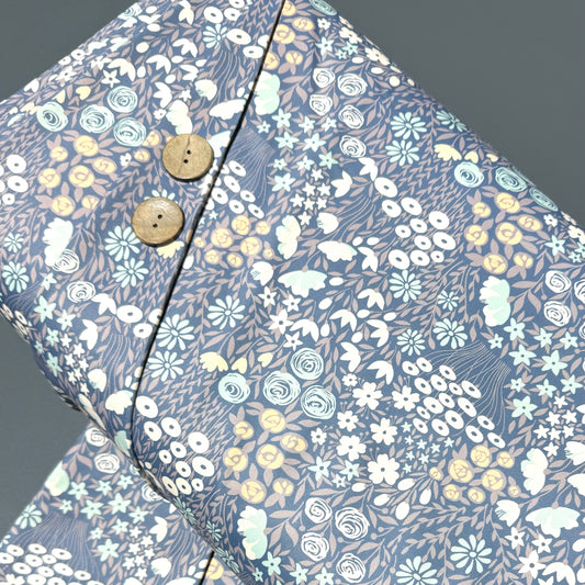 Sadie Floral in Blue on Eureka Jersey Knit, Sold by the Half Yard